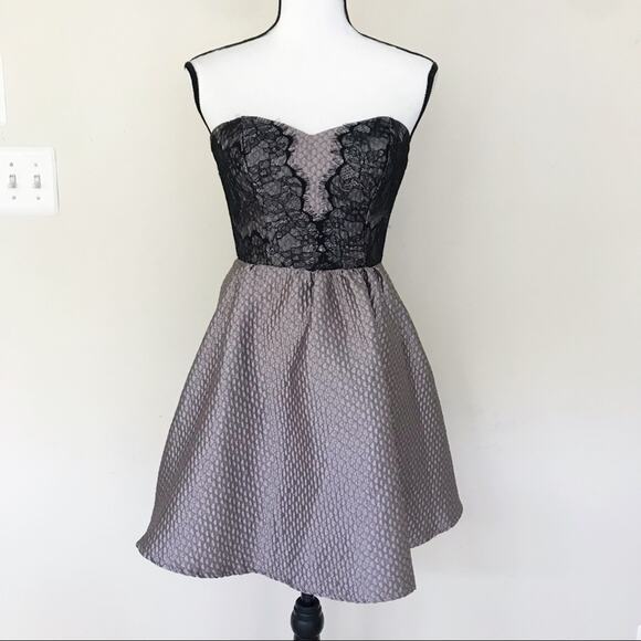 NWT ASTR Metallic Lace Strapless Skater Dress - Picture 1 of 7